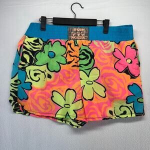 Vintage Surf Mani Swim Trunks Men's Large Colorful Rainbow Pink Surfer 80s 90s